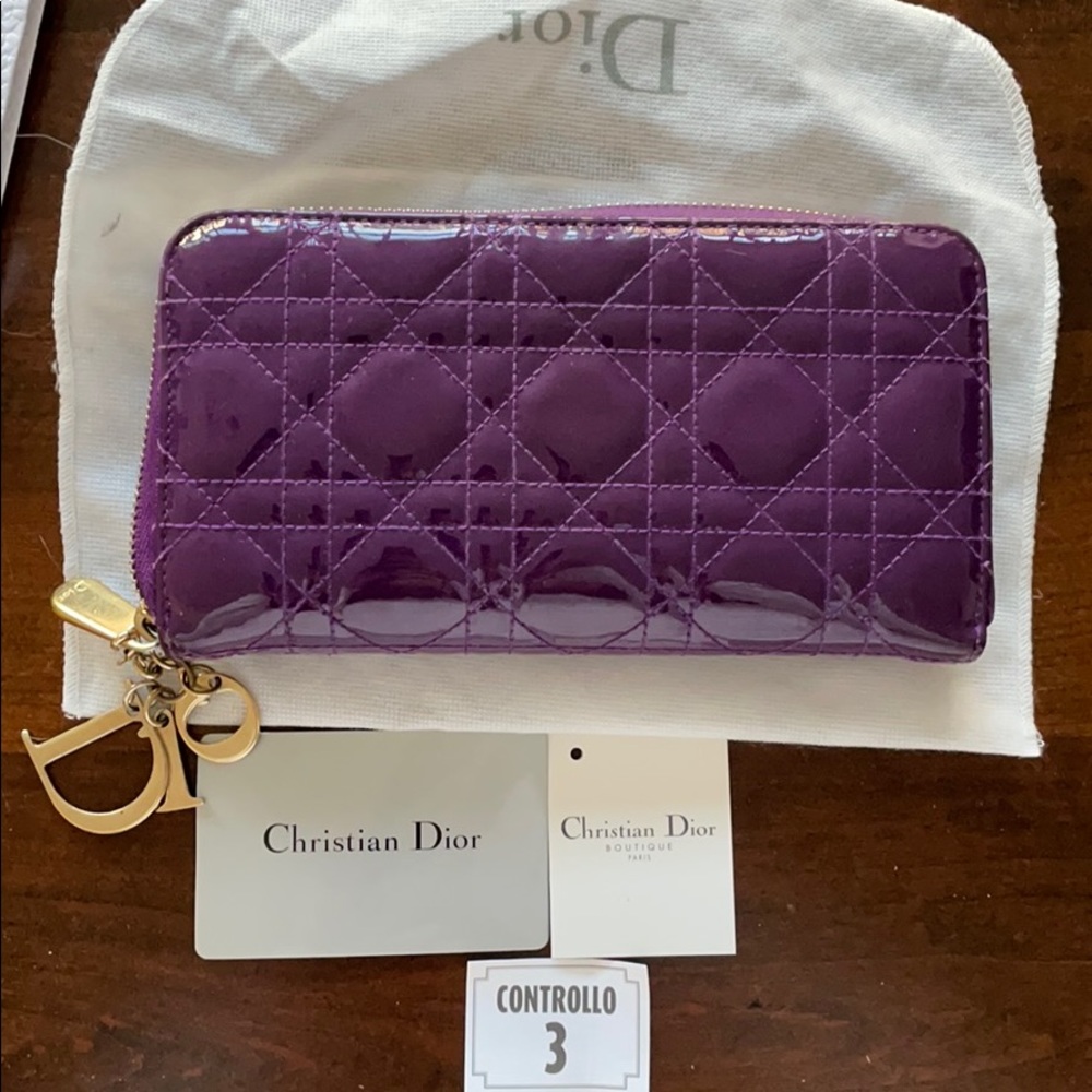 Dior Purple Zip around wallet